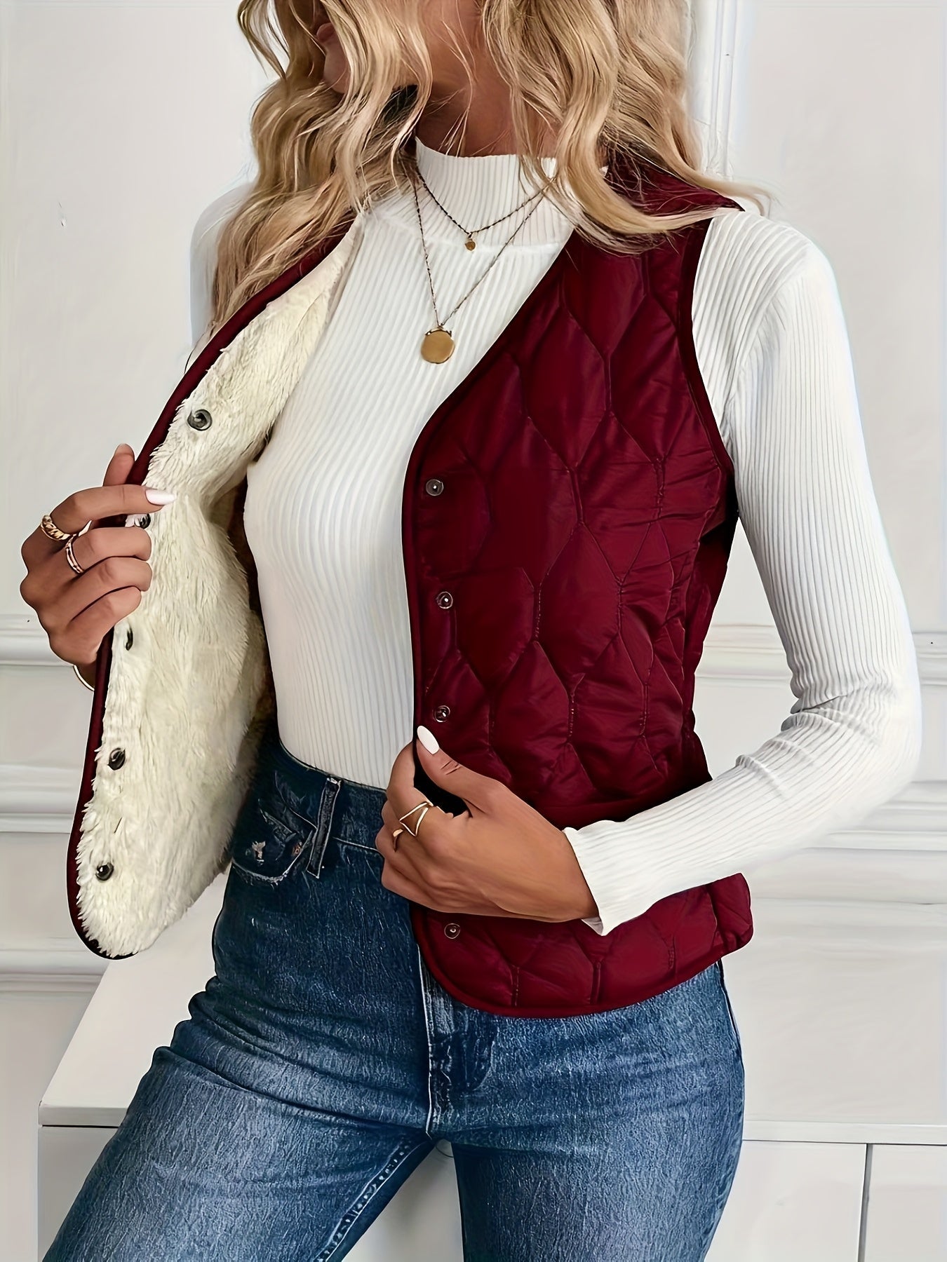 Rhea Women's Quilted Vest - front view