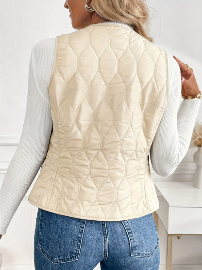 Rhea Women's Quilted Vest - fabric and finish detail
