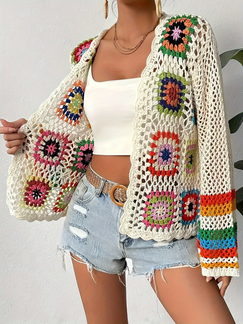Elena Women's Crochet Cardigan - back view