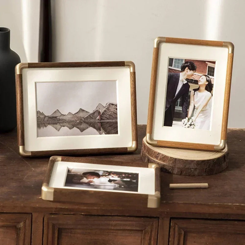 Brooks Vintage Photo Frame | Wood & Brass, Tabletop Display