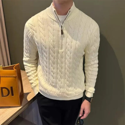 Casper Men's Cable Knit Sweater - fabric and finish detail
