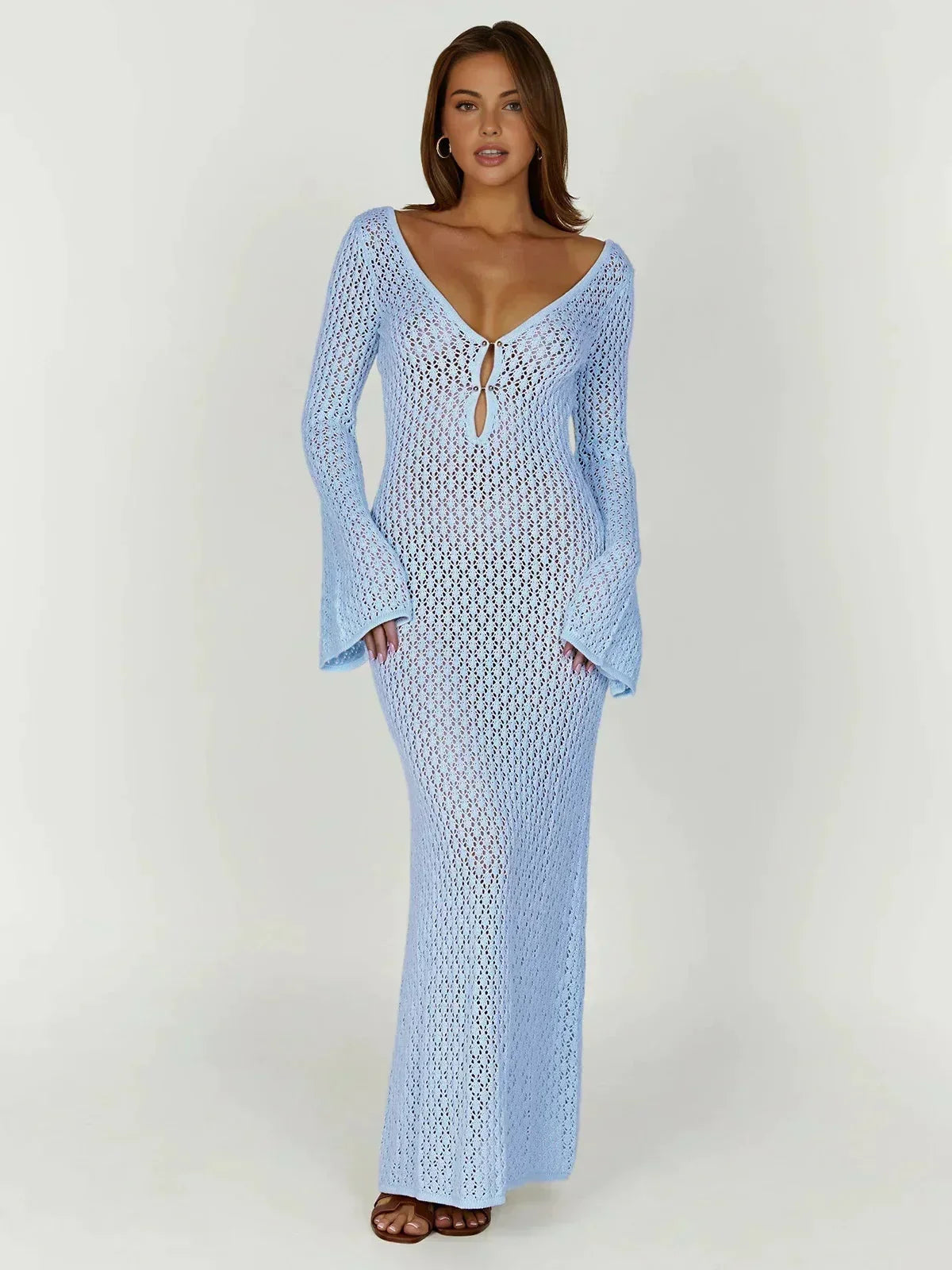 Kira Women's Crochet Maxi Dress - fabric and finish detail