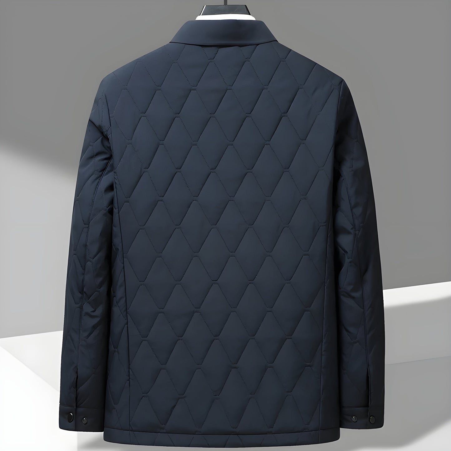Ezra Men's Quilted Puffer Jacket - fabric and finish detail