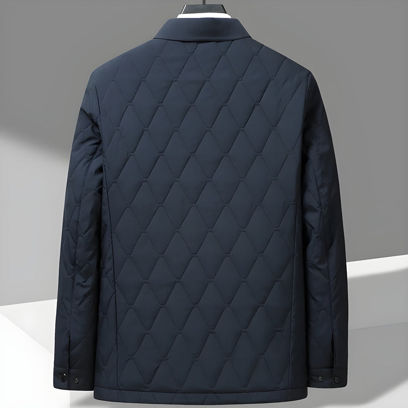 Ezra Men's Quilted Puffer Jacket - fabric and finish detail