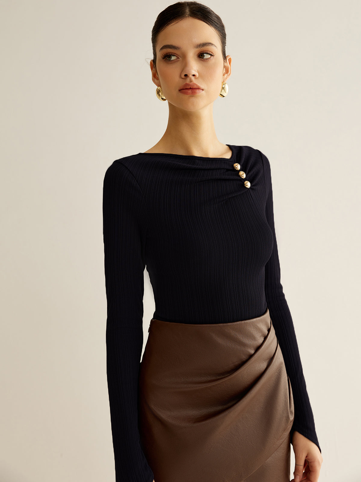 Fleur Women's Pleated Blouse - full-length view