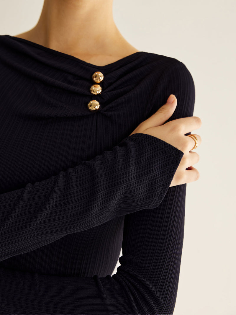 Fleur Women's Pleated Blouse - flat lay