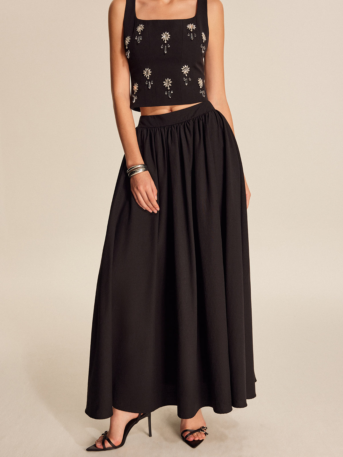 Rosa Women's Pleated Skirt - fabric and finish detail