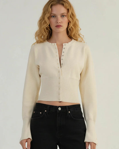Rosa Women's Cardigan - fabric and finish detail