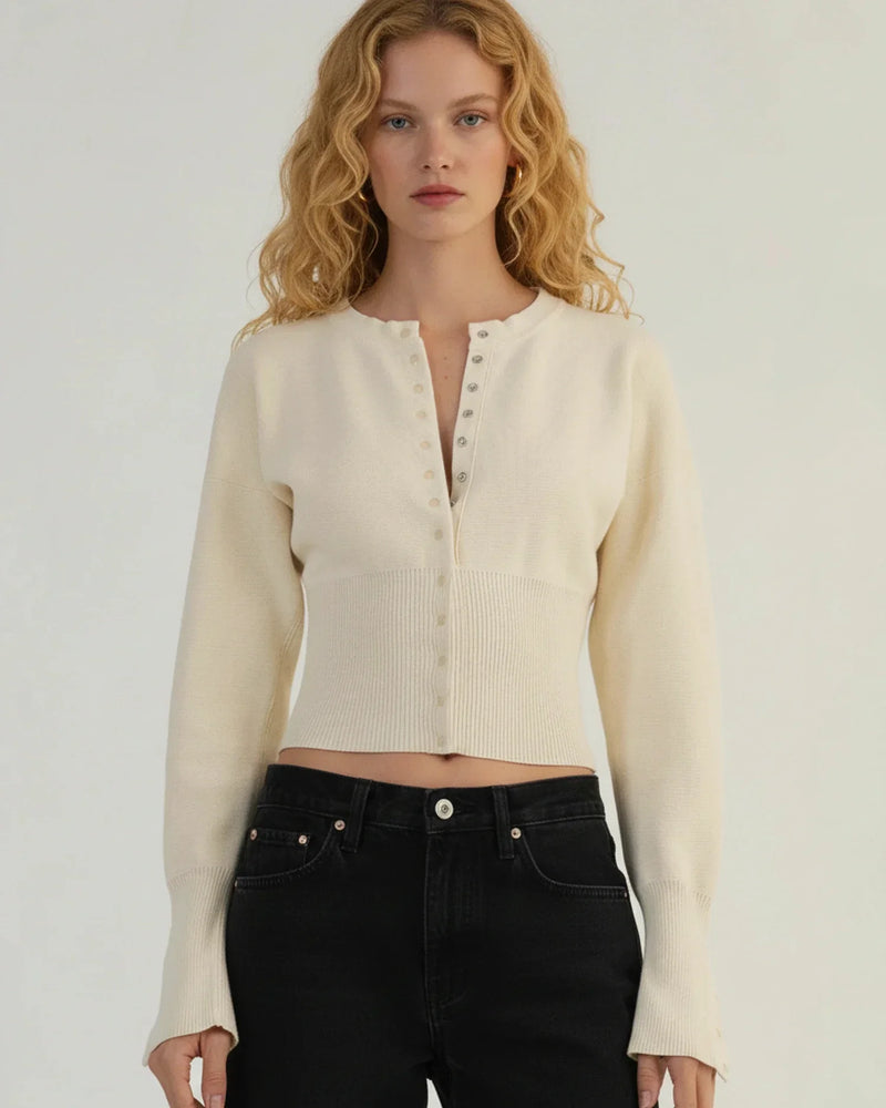 Rosa Women's Cardigan - fabric and finish detail