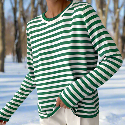 Xanthe Women's Striped T-shirt - flat lay