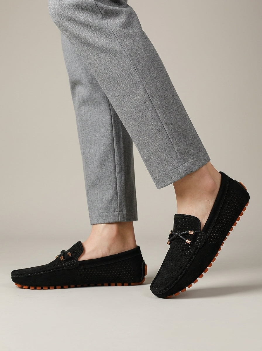 Silas Men's Suede Loafers - fabric and finish detail