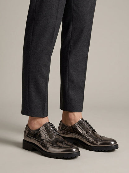 Gray Men's Oxfords - fabric and finish detail