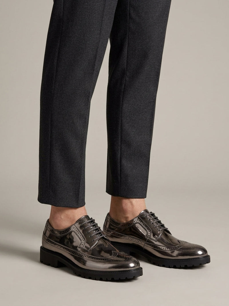 Gray Men's Oxfords - fabric and finish detail