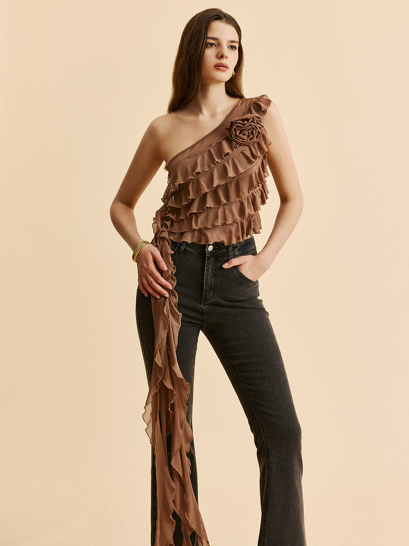 Selma Women's Ruffled Top - back view