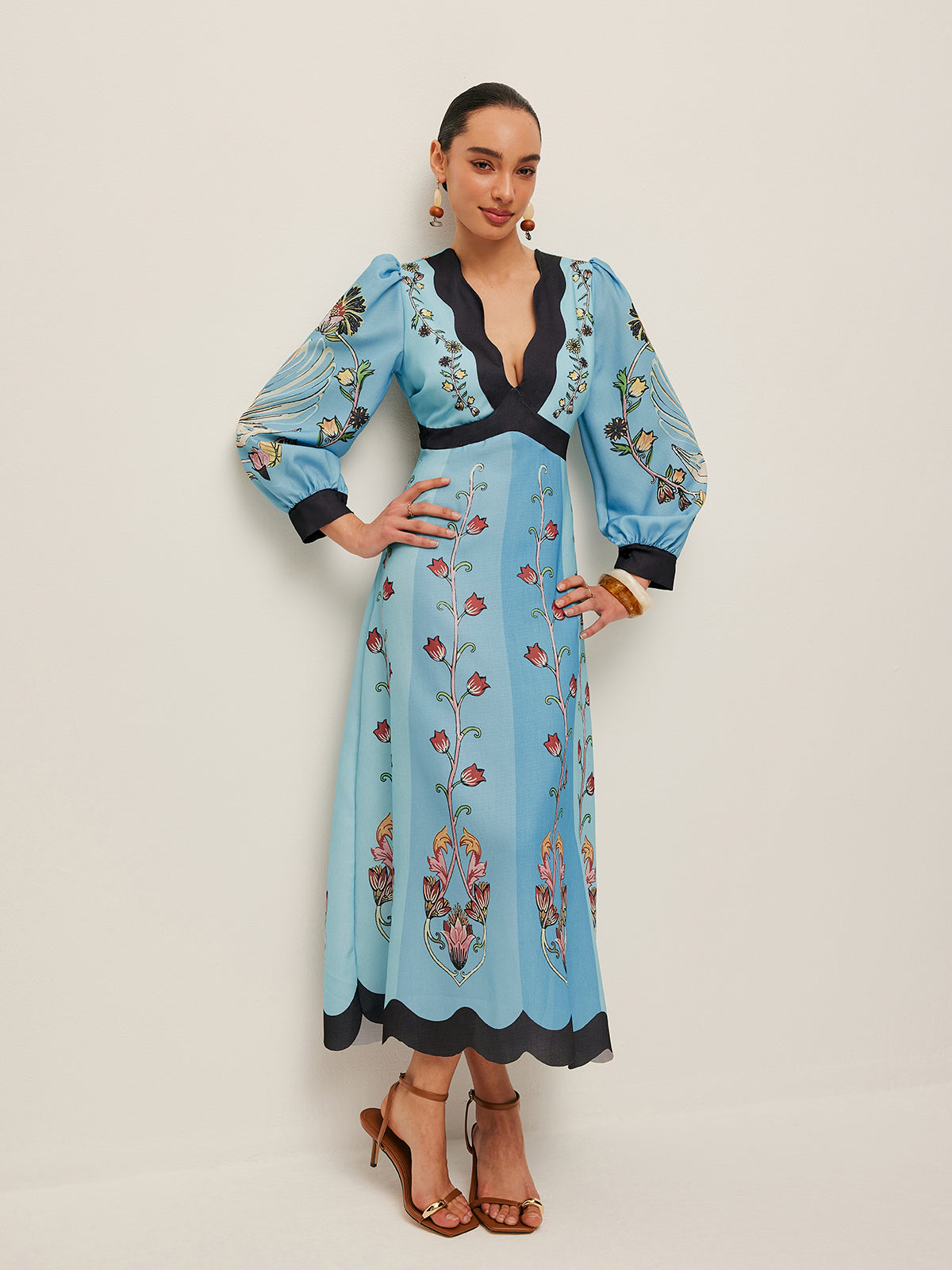 Xanthe Women's Floral Dress - fabric and finish detail
