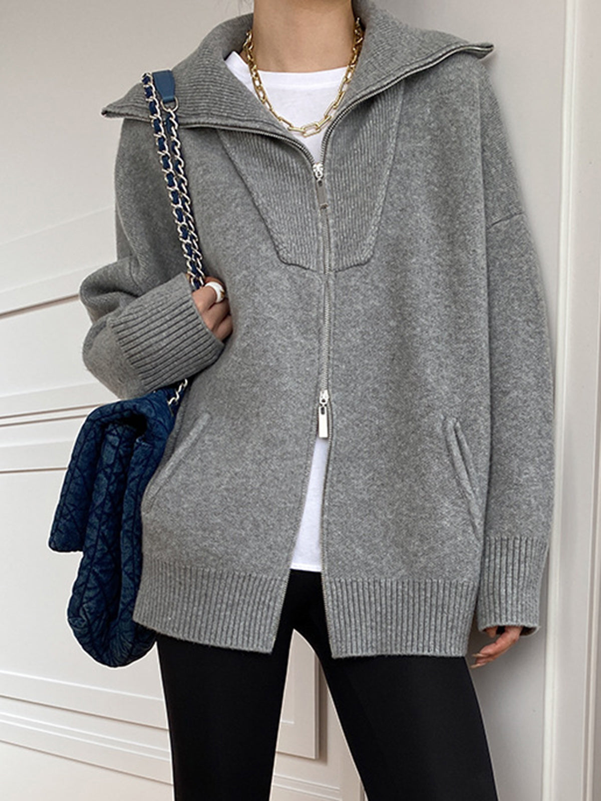 Zadie Women's Oversized Cardigan - fabric and finish detail