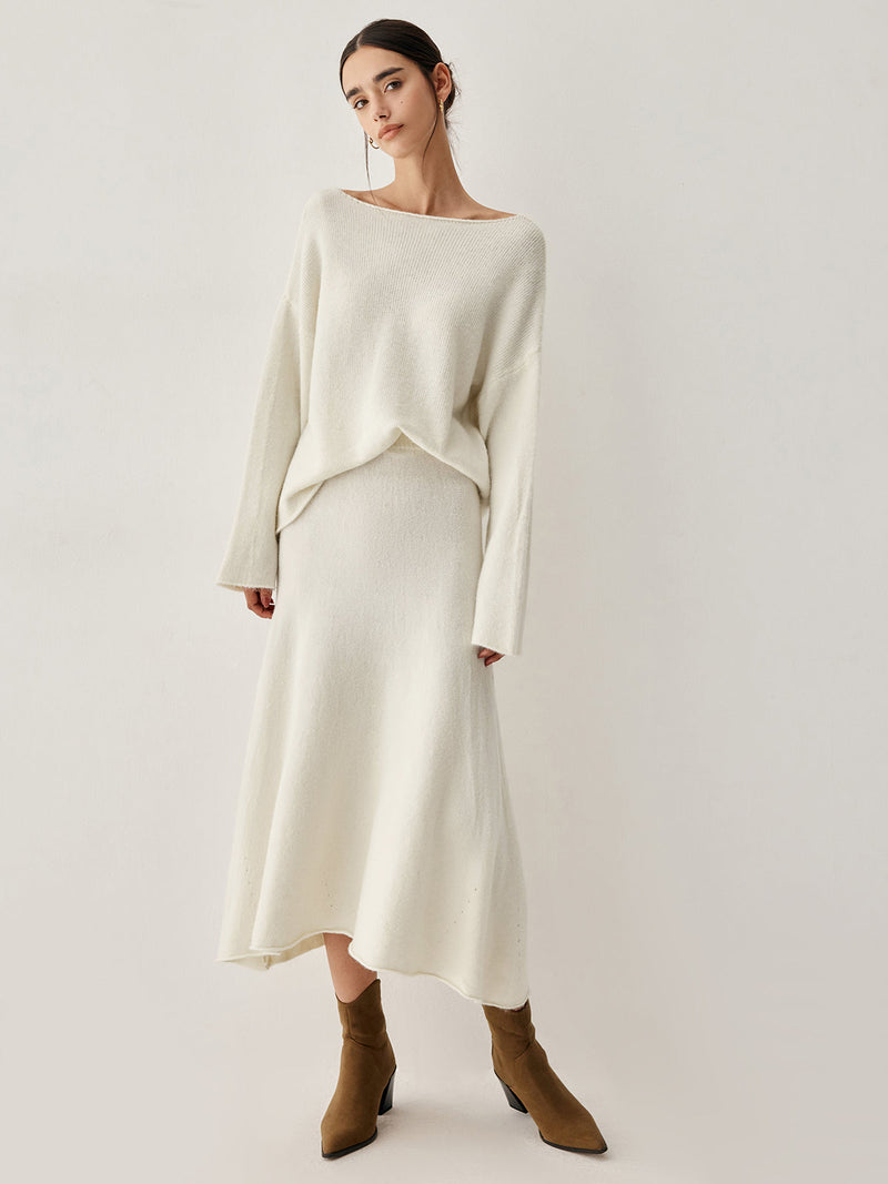 June Women's Oversized Two-piece Set | Knit, Long Sleeve, Midi