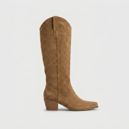 Lumi Women's Block Heel Knee-high Boots - fabric and finish detail