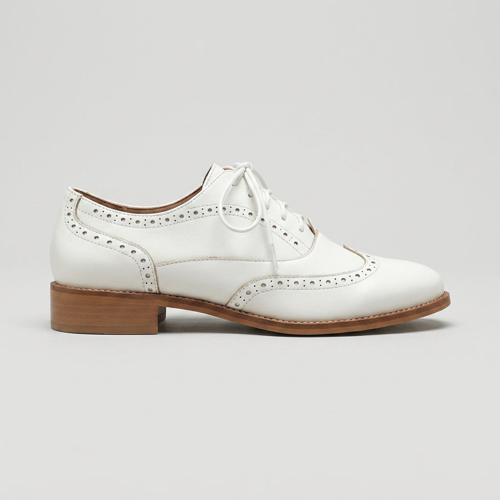 Greta Women's Block Heel Oxfords - fabric and finish detail