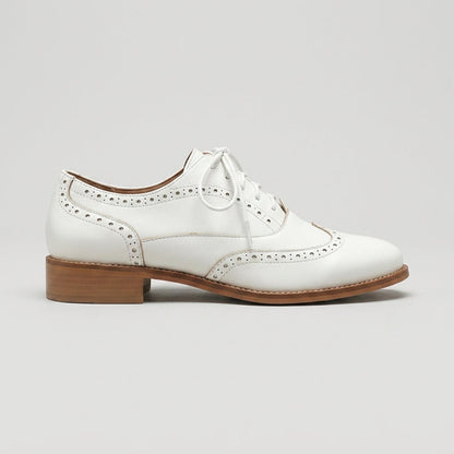 Greta Women's Block Heel Oxfords - fabric and finish detail