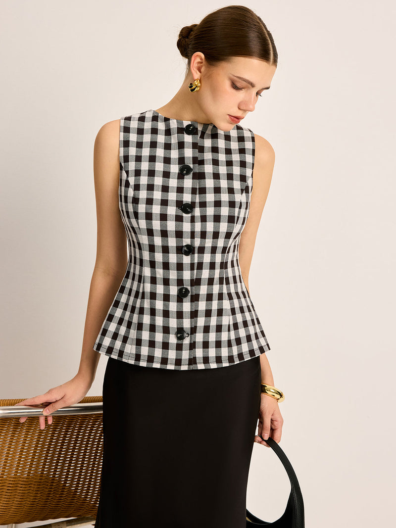 Tilda Women's Plaid Top - close-up detail