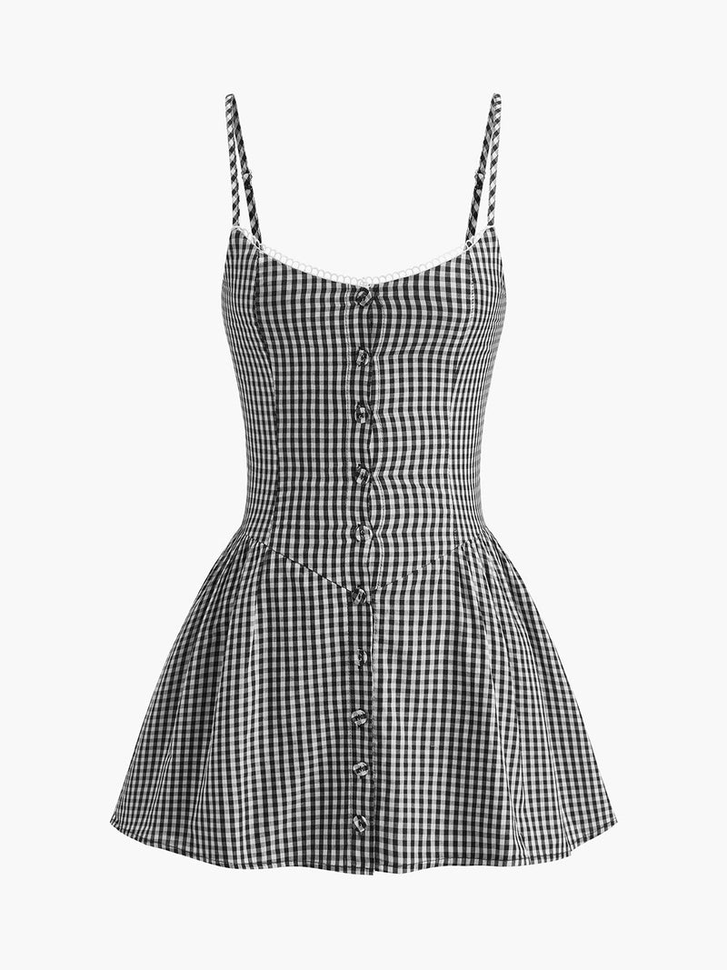 Selma Women's Plaid Dress | Button Front, Sleeveless, Zipper