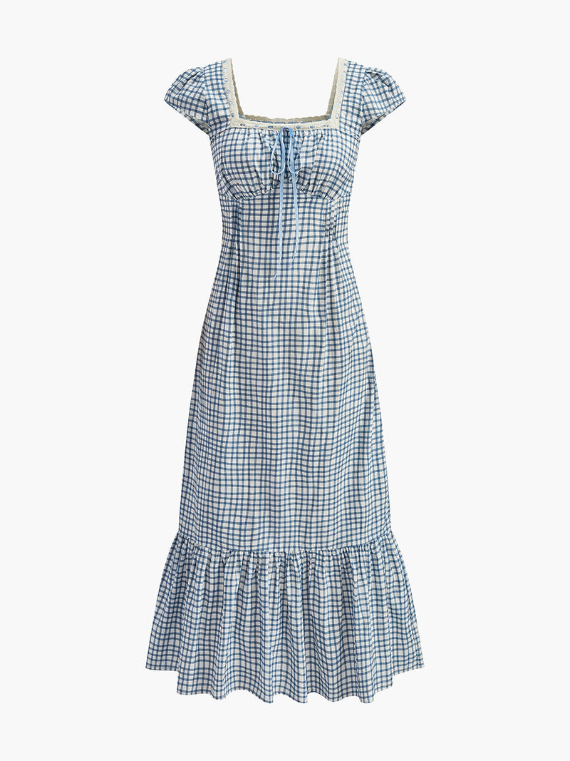 Nell Women's Printed Dress | Plaid, Lace, Tulle
