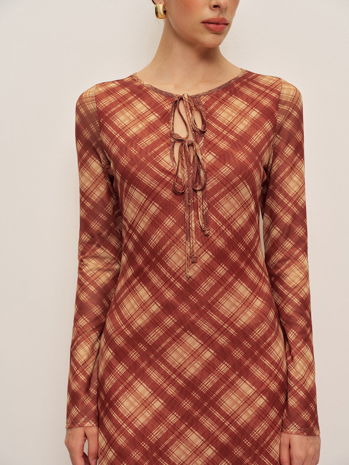 Faye Women's Plaid Dress - fabric and finish detail