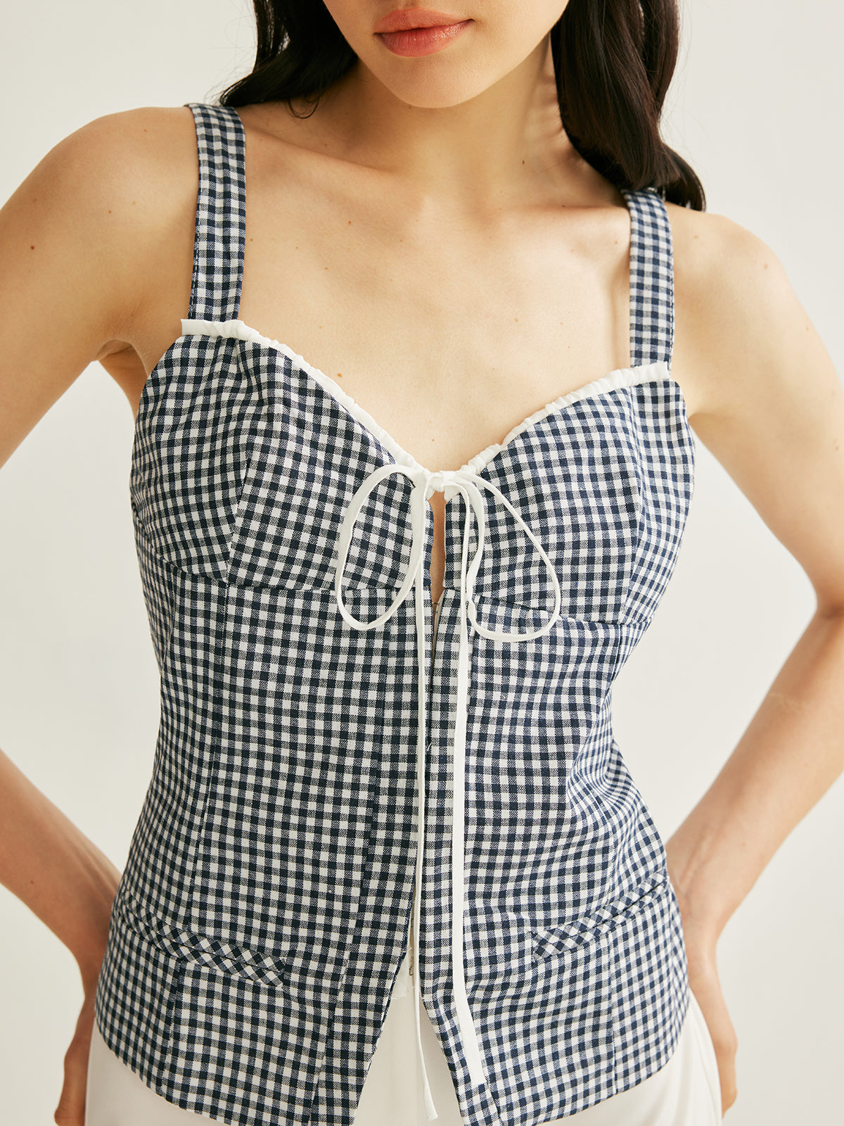 Giselle Women's Plaid Top - close-up detail
