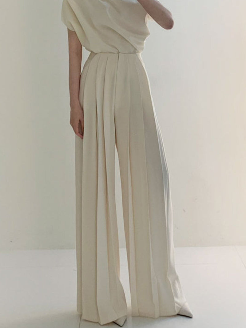 Rhea Women's Wide Leg Trousers - fabric and finish detail