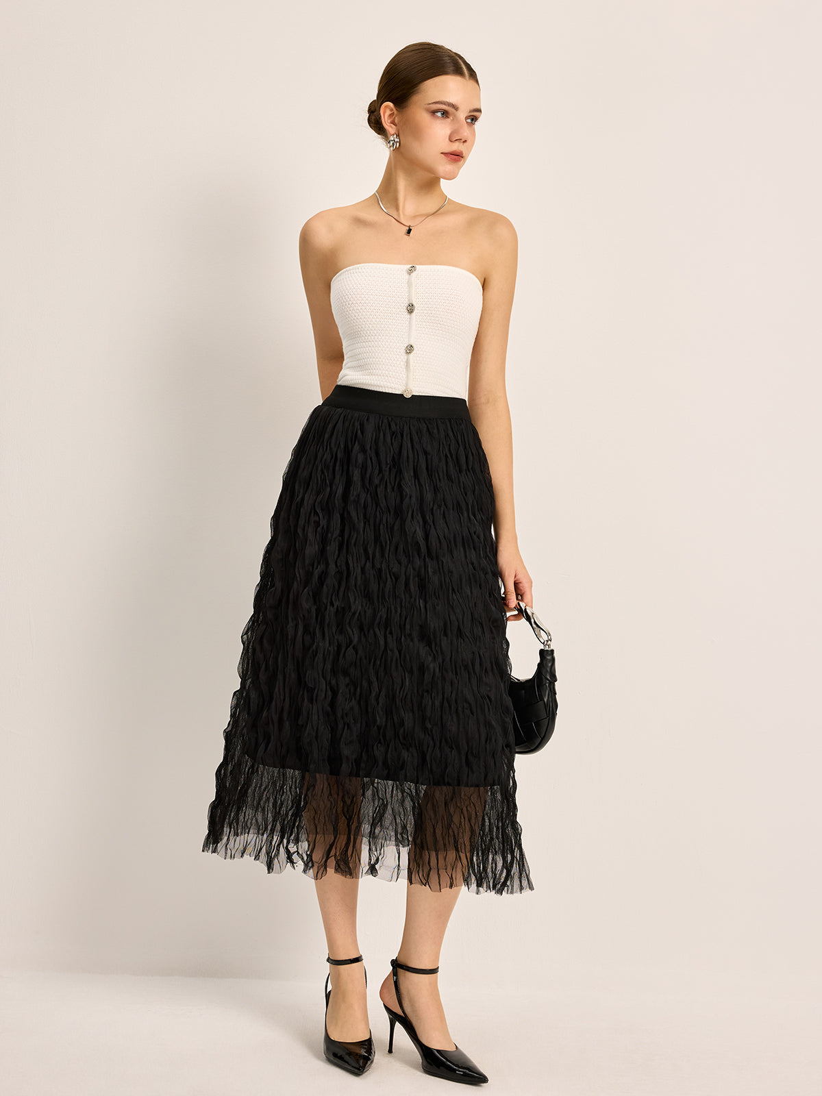 Nora Women's Pleated Skirt - fabric and finish detail