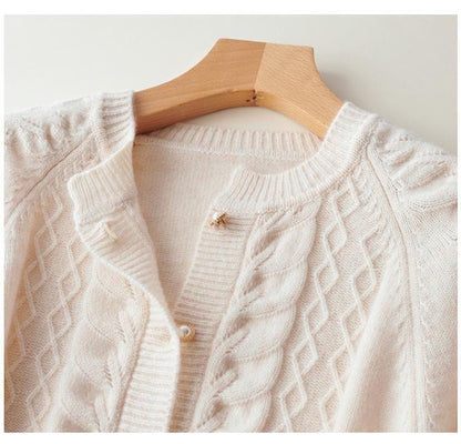 Elena Women's Cable Knit Cardigan - full-length view