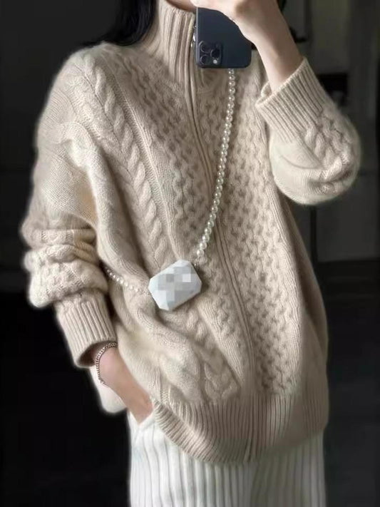 Juliette Women's Cable Knit Jacket - styled view
