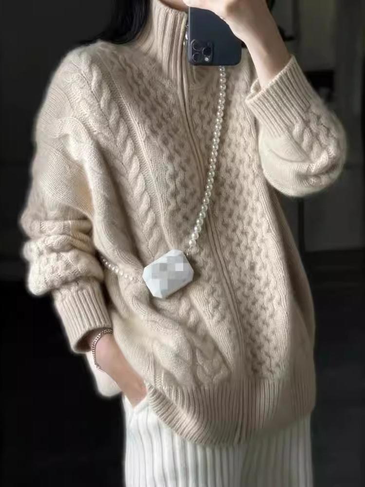 Juliette Women's Cable Knit Jacket - styled view