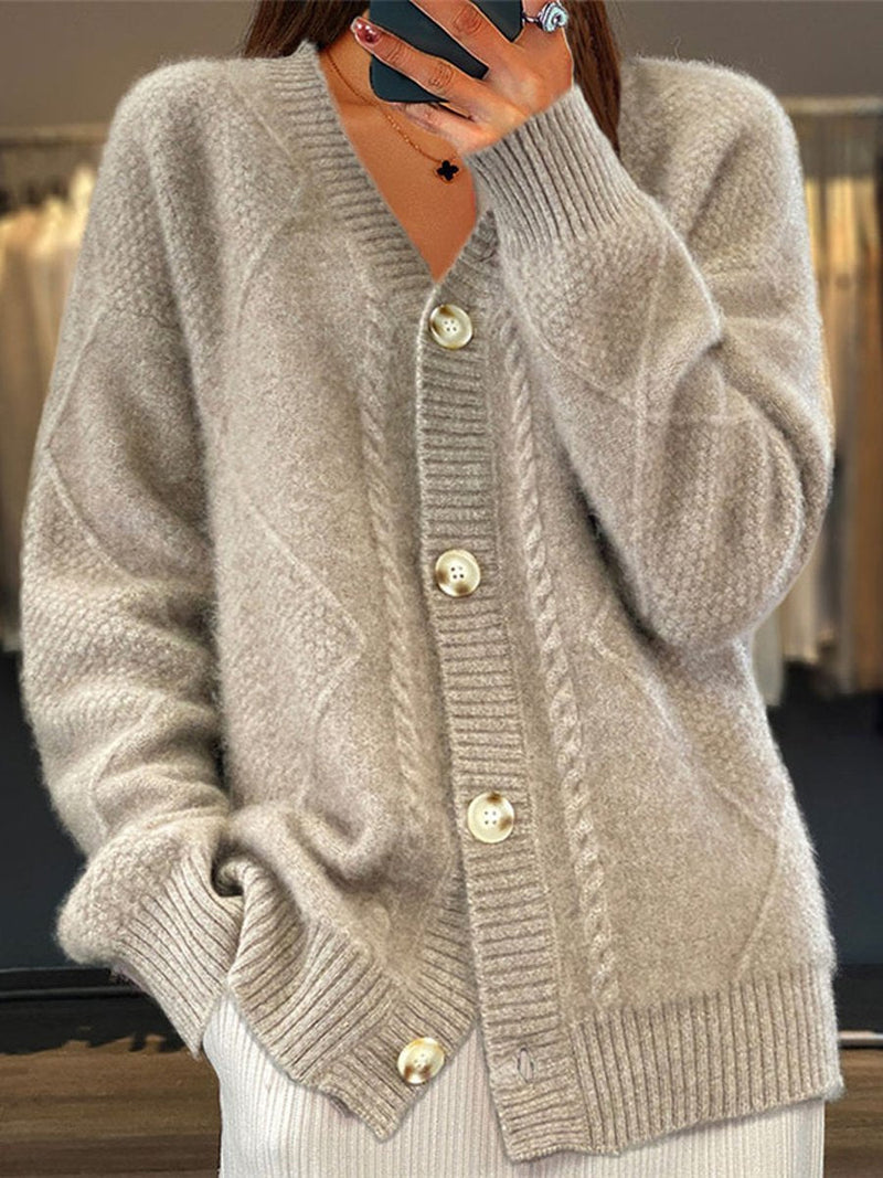 Opal Women's Cable Knit Cardigan - fabric and finish detail