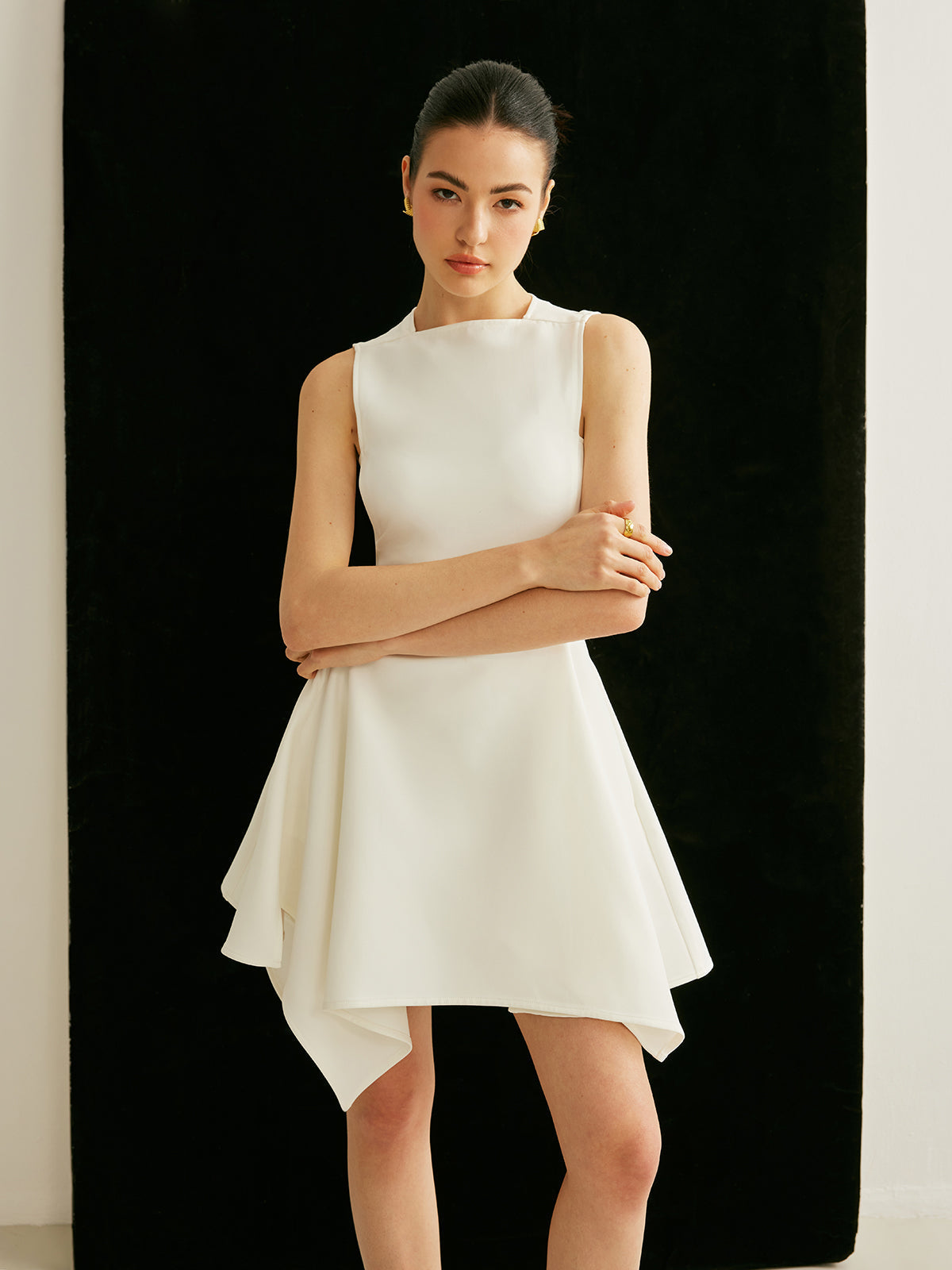 Ulla Women's Asymmetric Dress - fabric and finish detail