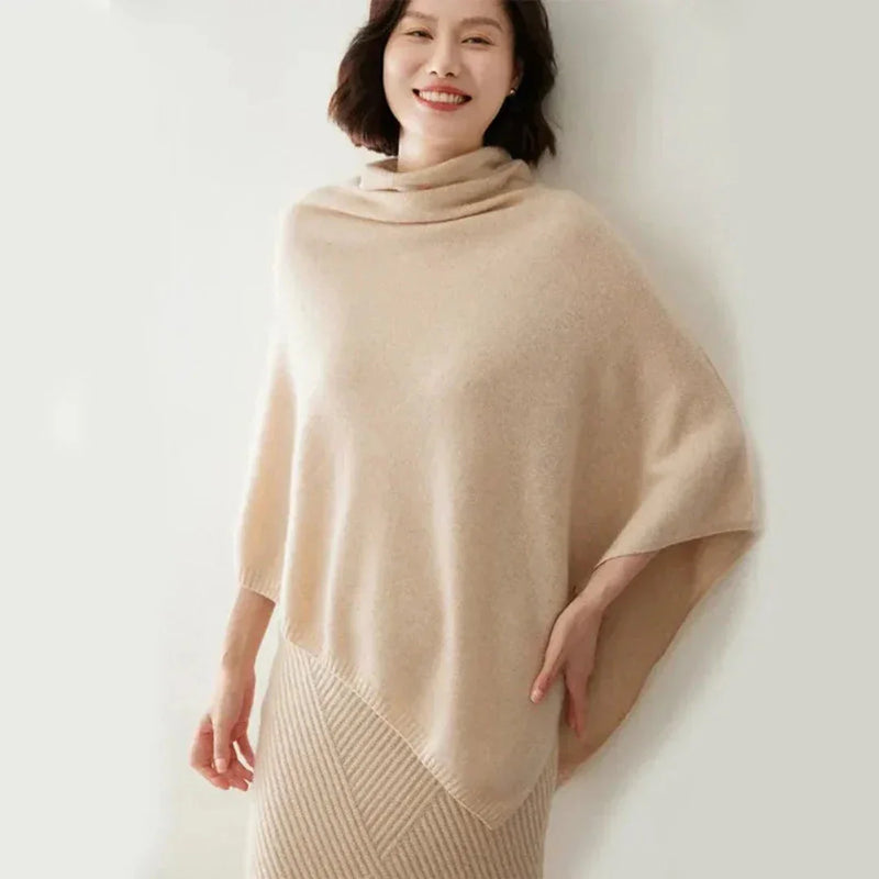 Rhea Women's Asymmetric Poncho - front view