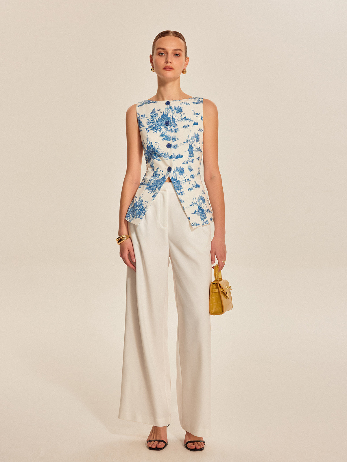 Tallulah Women's Printed Vest - styled view