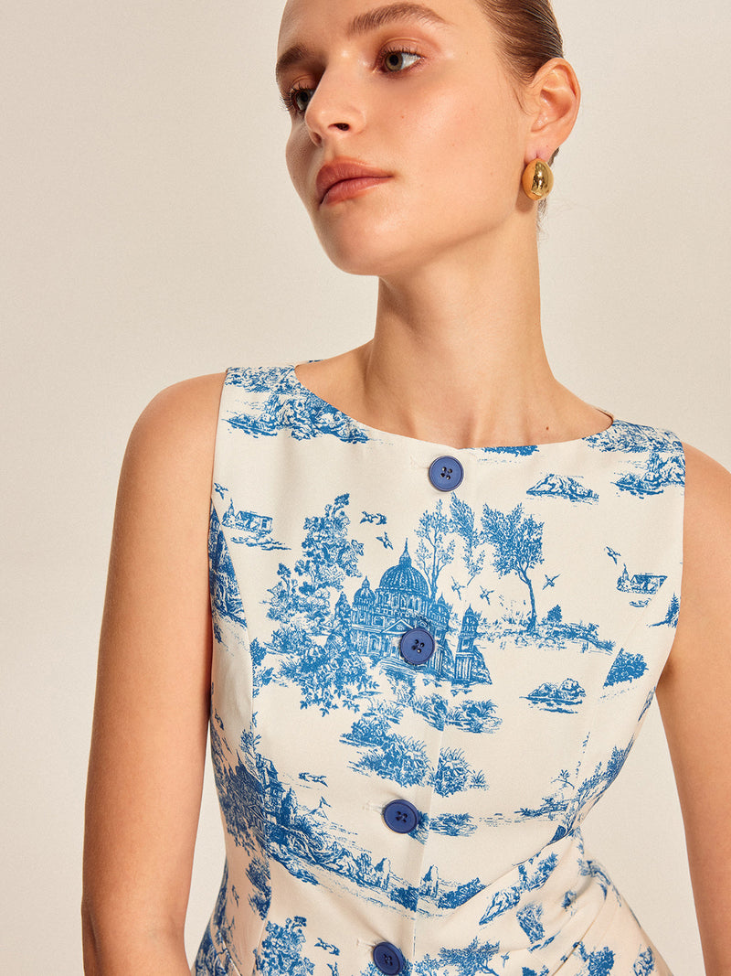 Tallulah Women's Printed Vest - close-up detail