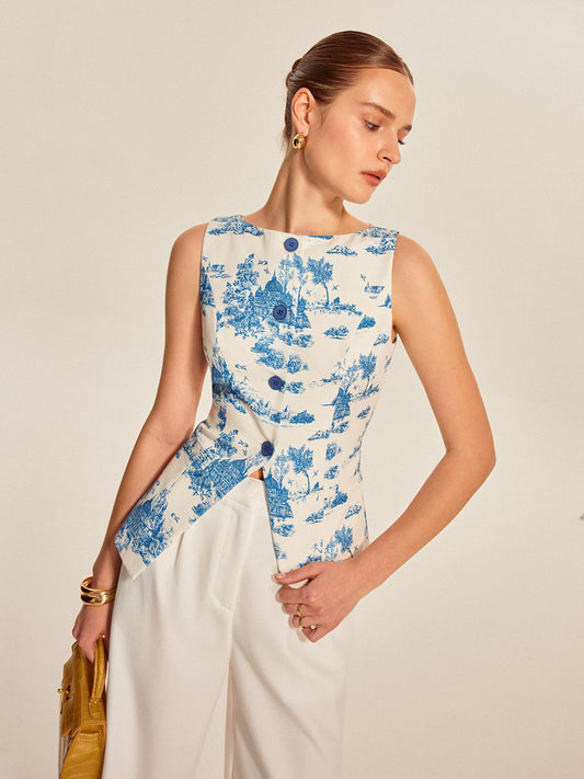 Tallulah Women's Printed Vest - front view