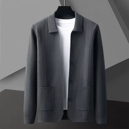 Percy Men's Cardigan - fabric and finish detail
