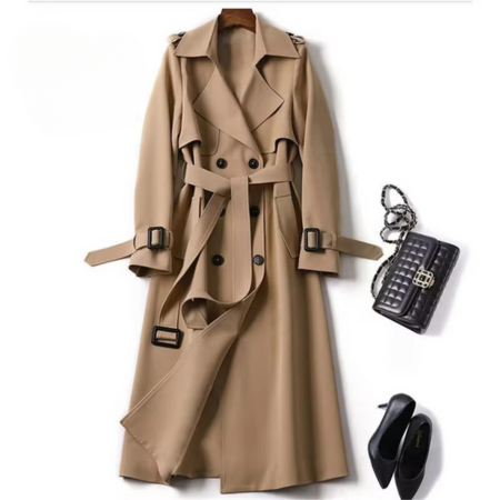 Odette Women's Trench Coat - fabric and finish detail
