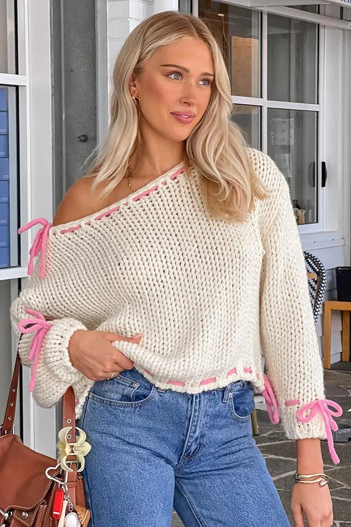 June Women's Asymmetric Sweater | Black, White