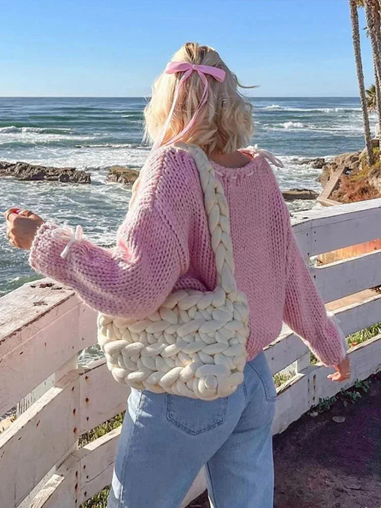 June Women's Asymmetric Sweater - full-length view