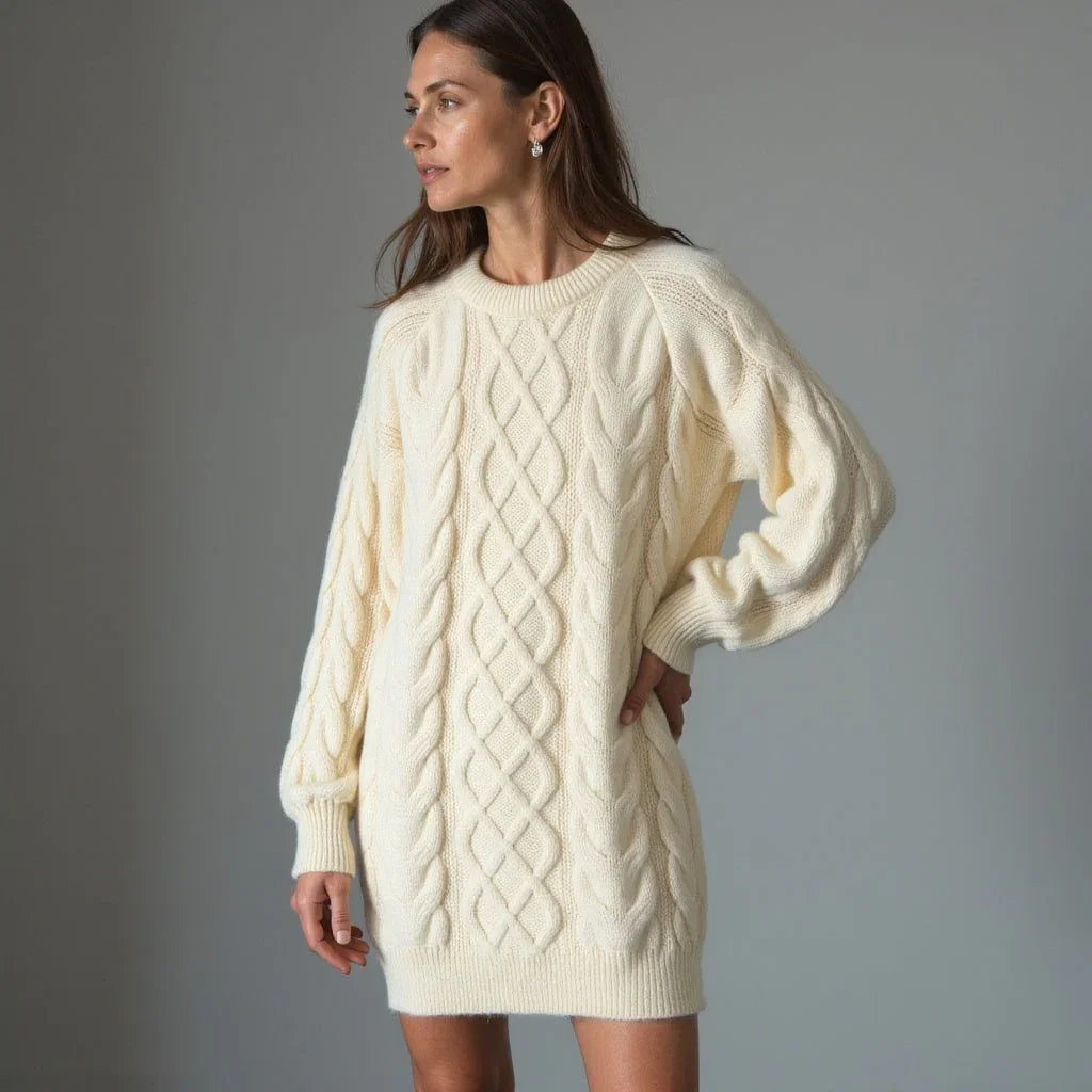 Vera Women's Cable Knit Sweater - styled view