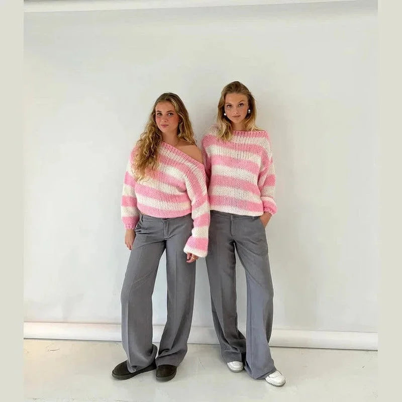 Clara Women's Striped Sweater - styled view