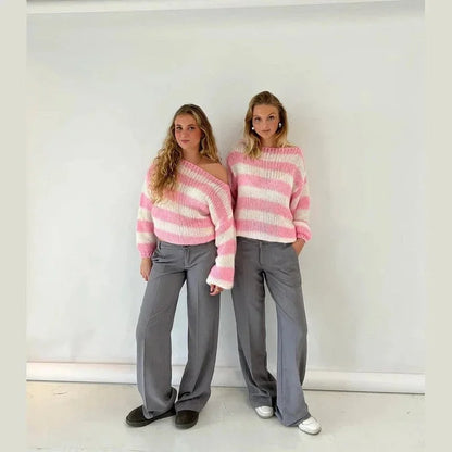 Clara Women's Striped Sweater - styled view