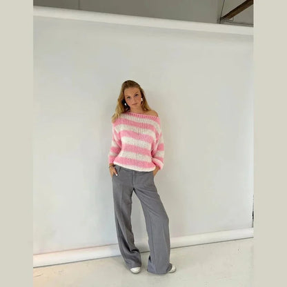 Clara Women's Striped Sweater - flat lay