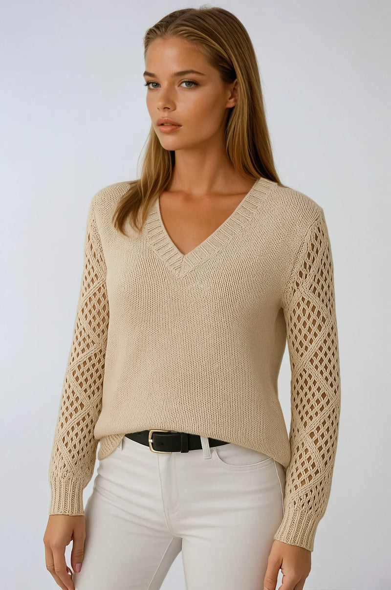 Quinn Women's Crochet Sweater - front view