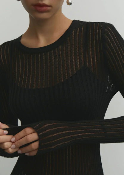 Margot Women's Ribbed Knit Sweater - back view